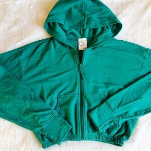 aerie offline cropped zip up